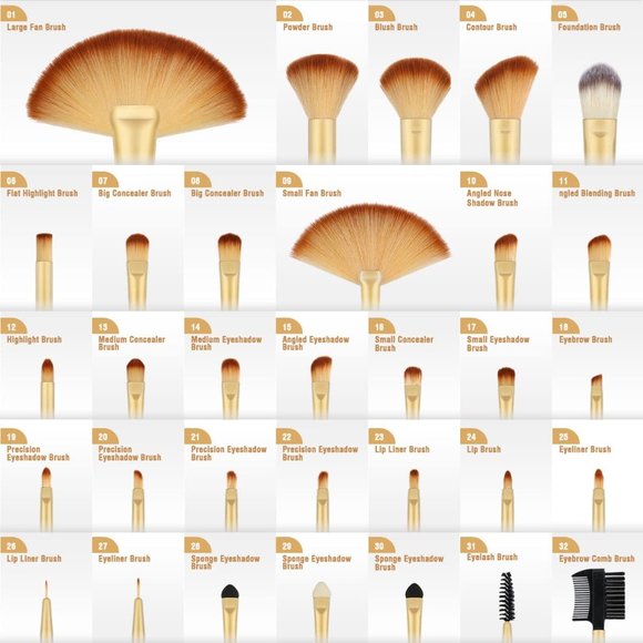 Makeup Brushes Professional 32pcs Makeup Brush Set, Makeup Brushes Set - Picture 3 of 16